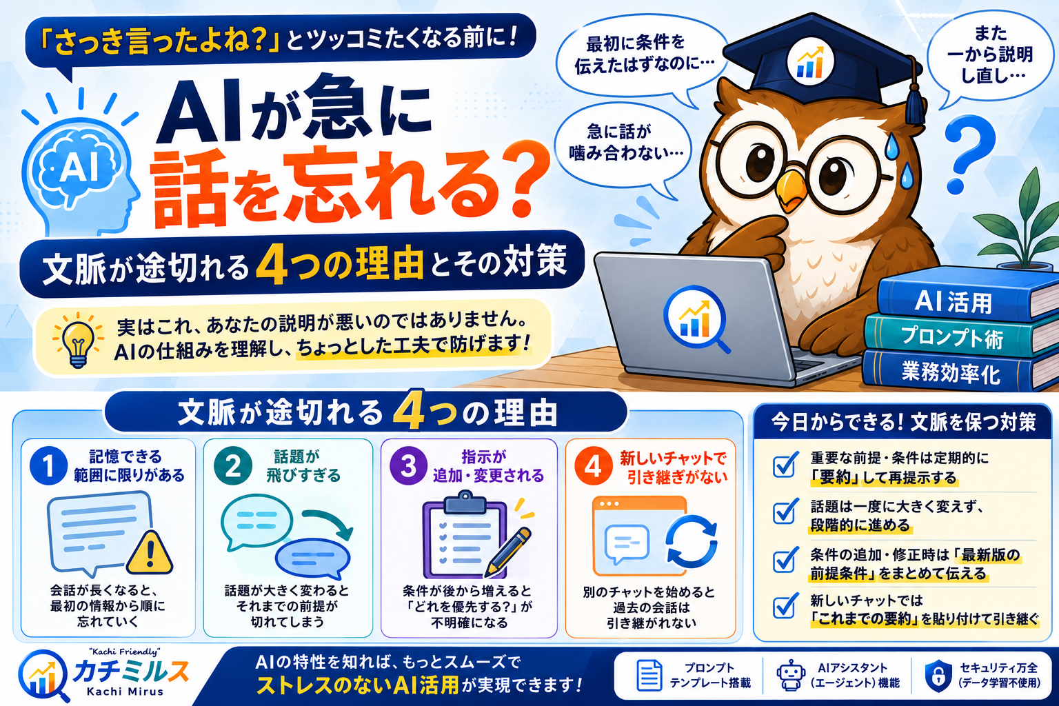 AIが急に話を忘れる？｜文脈が途切れる4つの理由とその対策