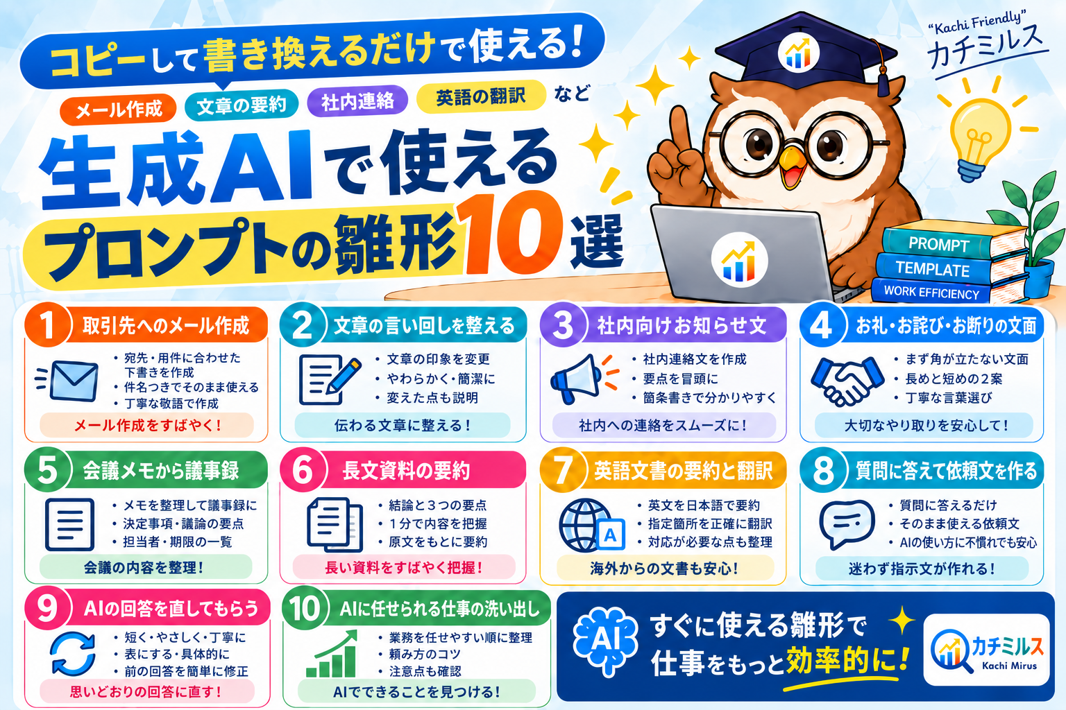 生成AIに何を頼めばいい？初心者がコピペで使える仕事のプロンプト例10選
