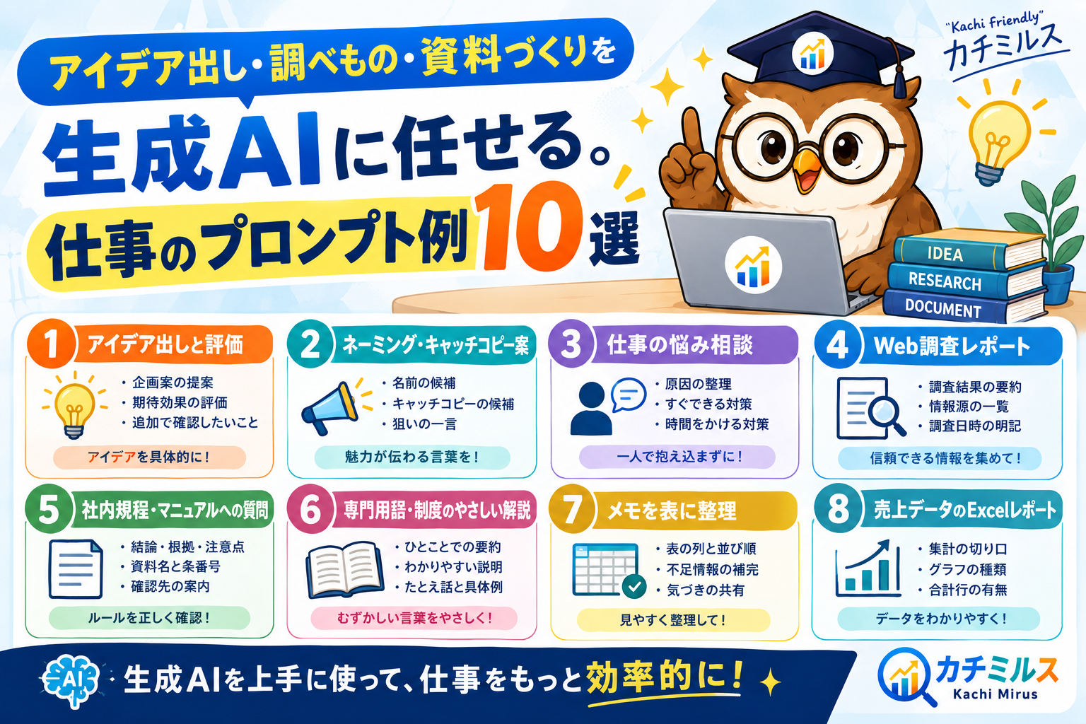 アイデア出し・調べもの・資料づくりを生成AIに任せる。仕事のプロンプト例10選